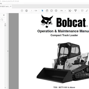 Bobcat T550 Compact Track Loader Operation & Maintenance Manual SN B57T11001 & Above - PDF DOWNLOAD