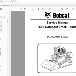 Bobcat T550 Compact Track Loader Service Manual SN A7UJ11001 & Above - PDF DOWNLOAD