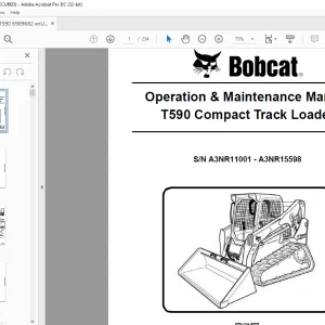 Bobcat T590 Compact Track Loader Operation & Maintenance Manual SN A3NR11001 - A3NR15598 - PDF DOWNLOAD