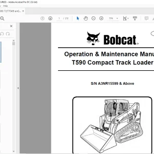 Bobcat T590 Compact Track Loader Operation & Maintenance Manual SN A3NR15599 & Above - PDF DOWNLOAD