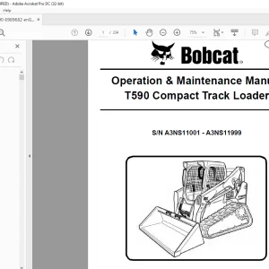 Bobcat T590 Compact Track Loader Operation & Maintenance Manual SN A3NS11001 - A3NS11999 - PDF DOWNLOAD