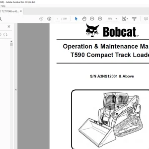 Bobcat T590 Compact Track Loader Operation & Maintenance Manual SN A3NS12001 & Above - PDF DOWNLOAD