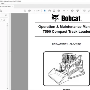 Bobcat T590 Compact Track Loader Operation & Maintenance Manual SN ALJU11001 - ALJU16824 - PDF DOWNLOAD