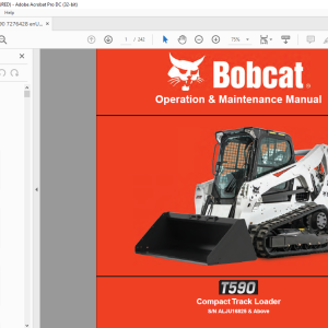 Bobcat T590 Compact Track Loader Operation & Maintenance Manual SN