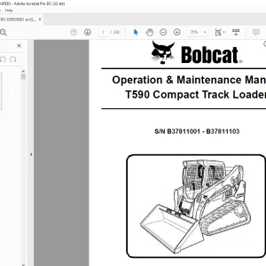 Bobcat T590 Compact Track Loader Operation & Maintenance Manual SN B37811001 - B37811103 - PDF DOWNLOAD