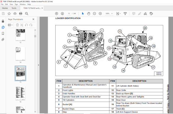 Bobcat T590 Compact Track Loader Operation & Maintenance Manual SN