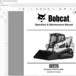 Bobcat T590 Compact Track Loader Operation & Maintenance Manual SN B3Z711001 & Above - PDF DOWNLOAD