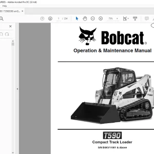 Bobcat T590 Compact Track Loader Operation & Maintenance Manual SN B4KV11001 & Above - PDF DOWNLOAD
