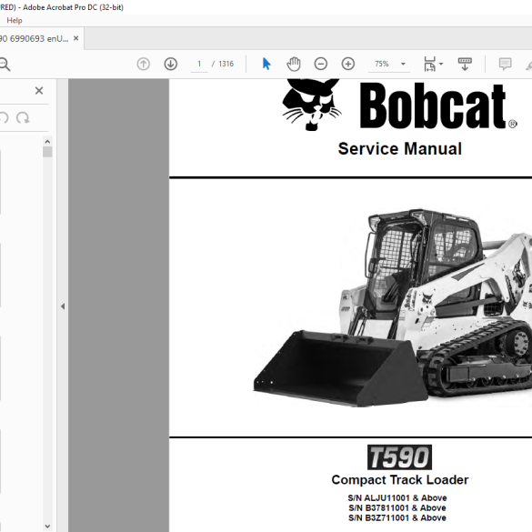 Bobcat T590 Compact Track Loader Service Manual 6990693 - PDF DOWNLOAD