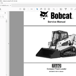 Bobcat T590 Compact Track Loader Service Manual SN B4KV11001 & Above - PDF DOWNLOAD