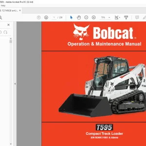 Bobcat T595 Compact Track Loader Operation & Maintenance Manual SN B3NK11001 & Above - PDF DOWNLOAD
