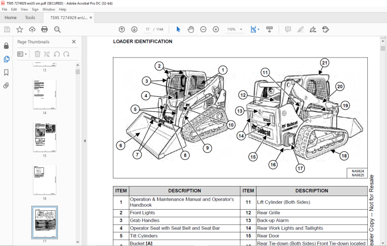 Bobcat T595 Compact Track Loader Service Manual SN B3NK11001 & Above