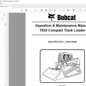 Bobcat T630 Compact Track Loader Operation & Maintenance Manual SN A7PU11001 - A7PU14999 - PDF DOWNLOAD