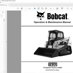 Bobcat T630 Compact Track Loader Operation & Maintenance Manual SN A7PU16275 & Above - PDF DOWNLOAD