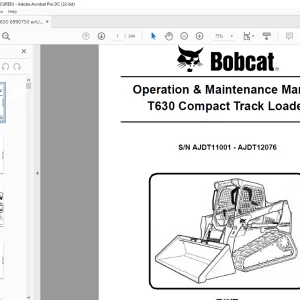 Bobcat T630 Compact Track Loader Operation & Maintenance Manual SN AJDT11001 - AJDT12076 - PDF DOWNLOAD