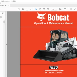 Bobcat T630 Compact Track Loader Operation & Maintenance Manual SN AJDT12077 - AJDT16749 - PDF DOWNLOAD