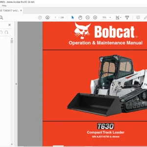 Bobcat T630 Compact Track Loader Operation & Maintenance Manual SN AJDT16750 & Above - PDF DOWNLOAD