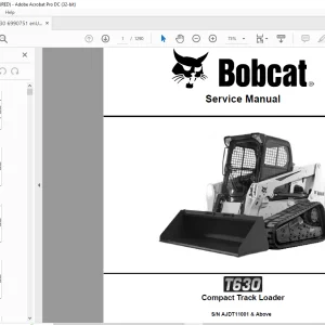 Bobcat T630 Compact Track Loader Service Manual SN AJDT11001 & Above - PDF DOWNLOAD