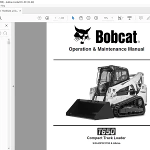 Bobcat T650 Compact Track Loader Operation & Maintenance Manual 7385824 - PDF DOWNLOAD