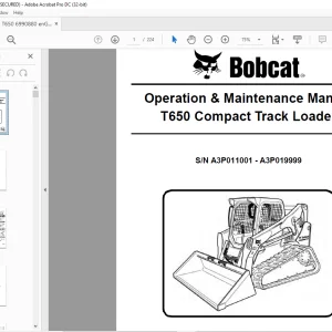 Bobcat T650 Compact Track Loader Operation & Maintenance Manual SN A3P011001 - A3P019999 - PDF DOWNLOAD