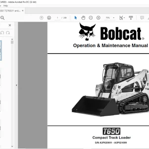 Bobcat T650 Compact Track Loader Operation & Maintenance Manual SN A3P020001 - A3P021699 - PDF DOWNLOAD