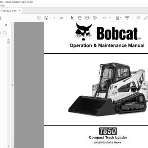 Bobcat T650 Compact Track Loader Operation & Maintenance Manual SN A3P021700 & Above - PDF DOWNLOAD