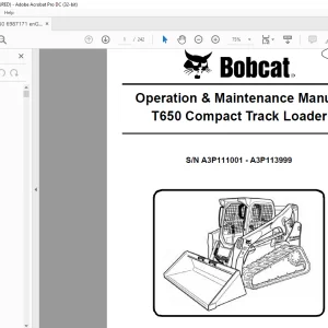 Bobcat T650 Compact Track Loader Operation & Maintenance Manual SN A3P111001 - A3P113999 - PDF DOWNLOAD