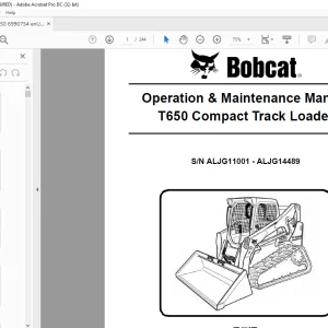 Bobcat T650 Compact Track Loader Operation & Maintenance Manual SN ALJG11001 - ALJG14489 - PDF DOWNLOAD