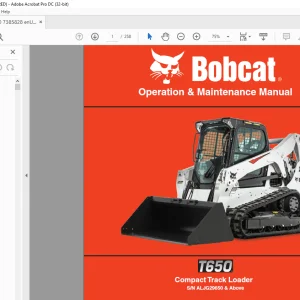 Bobcat T650 Compact Track Loader Operation & Maintenance Manual SN ALJG29650 & Above - PDF DOWNLOAD