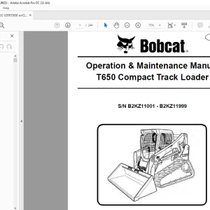 Bobcat T650 Compact Track Loader Operation & Maintenance Manual SN B2KZ11001 - B2KZ11999 - PDF DOWNLOAD
