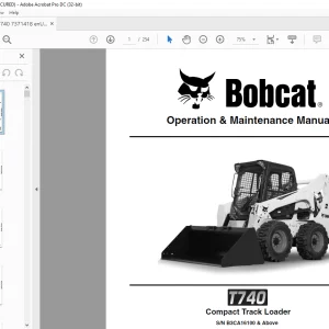 Bobcat T740 Compact Track Loader Operation & Maintenance Manual SN B3CA16100 & Above - PDF DOWNLOAD