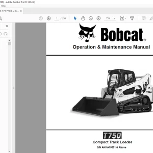Bobcat T750 Compact Track Loader Operation & Maintenance Manual SN ANKA15001 & Above - PDF DOWNLOAD