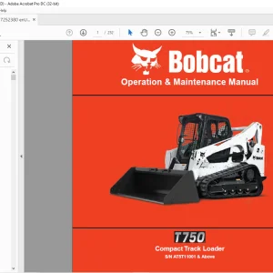 Bobcat T750 Compact Track Loader Operation & Maintenance Manual SN AT5T11001 & Above - PDF DOWNLOAD
