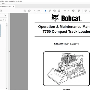 Bobcat T750 Compact Track Loader Operation & Maintenance Manual SN ATF611001 & Above - PDF DOWNLOAD