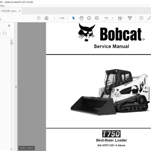 Bobcat T750 Skid-Steer Loader Service Manual SN AT5T11001 & Above - PDF DOWNLOAD