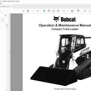 Bobcat T76 Compact Track Loader Operation & Maintenance Manual SN B4CE11001 & Above - PDF DOWNLOAD