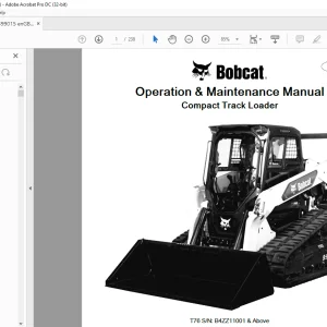 Bobcat T76 Compact Track Loader Operation & Maintenance Manual SN B4ZZ11001 & Above - PDF DOWNLOAD