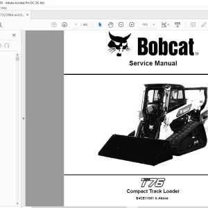 Bobcat T76 Compact Track Loader Service Manual SN B4CE11001 & Above - PDF DOWNLOAD