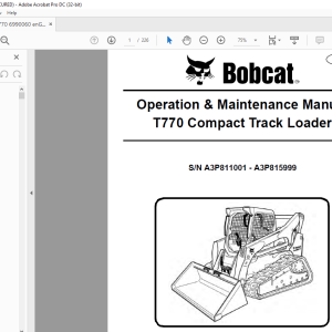 Bobcat T770 Compact Track Loader Operation & Maintenance - HeyDownloads