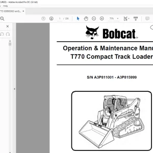 Bobcat T770 Compact Track Loader Operation & Maintenance Manual SN A3P811001 - A3P815999 - PDF DOWNLOAD
