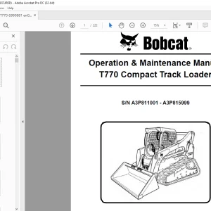 Bobcat T770 Compact Track Loader Operation & Maintenance Manual SN A3P811001 - A3P815999 - PDF DOWNLOAD