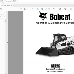Bobcat T770 Compact Track Loader Operation & Maintenance Manual SN A3P816001 - A3P816574 - PDF DOWNLOAD