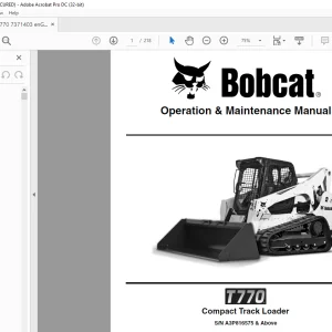 Bobcat T770 Compact Track Loader Operation & Maintenance Manual SN A3P816575 & Above - PDF DOWNLOAD