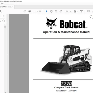 Bobcat T770 Compact Track Loader Operation & Maintenance Manual SN A3P913001 - A3P913374 - PDF DOWNLOAD