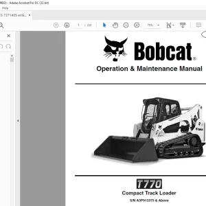 Bobcat T770 Compact Track Loader Operation & Maintenance Manual SN A3P913375 & Above - PDF DOWNLOAD
