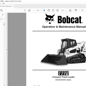 Bobcat T770 Compact Track Loader Operation & Maintenance Manual SN AT6321000 & Above - PDF DOWNLOAD