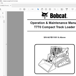 Bobcat T770 Compact Track Loader Operation & Maintenance Manual SN