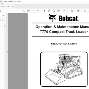 Bobcat T770 Compact Track Loader Operation & Maintenance Manual SN AUYB11001 & Above - PDF DOWNLOAD