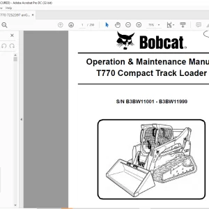 Bobcat T770 Compact Track Loader Operation & Maintenance Manual SN B3BW11001 - B3BW11999 - PDF DOWNLOAD