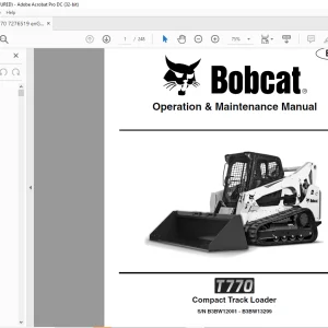 Bobcat T770 Compact Track Loader Operation & Maintenance Manual SN B3BW12001 - B3BW13299 - PDF DOWNLOAD